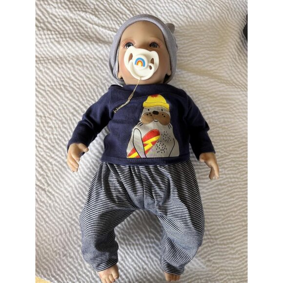 🆕19nch Soft Cloth Body Newborn Baby Poseable Limbs Open Eyes Doll  Luca Boy - Picture 2 of 11